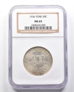 1936 York Commemorative Half Dollar MS65 NGC *8277 - Picture 1 of 3