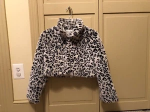 Hartstrings Girls Animal Print Faux Fur Short Jacket Size 10/12 - Picture 1 of 7