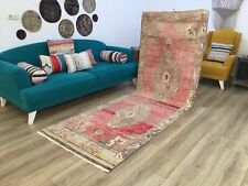 pink runner rug, turkish rug, hallway rug, corridor rug, vintage rug, area rug