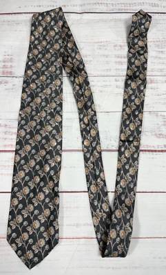Ermenegildo Zegna Mens Silk Necktie Tie Floral Gray Polka Dot Textured Print - Image 1 of 4