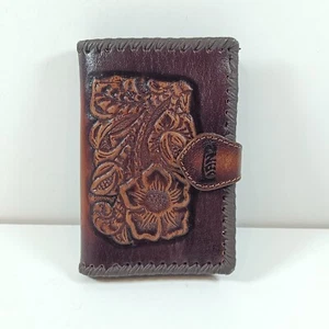Kanz Leather Wallet Purse Leather Stitched Edge Hand Made Floral Pattern New  - Picture 1 of 14