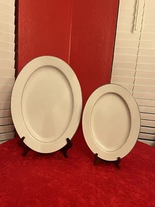 2 PCS. SONE CHINA OVAL SERVING PLATTER & SILVER TRIM 16" 1/2 TALL -12"1/2 JAPAN2 - Picture 1 of 5