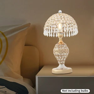 Gold Crystal Table Lamp Desk Bedroom Living Room Lighting Bedside Light E26 - Picture 1 of 21
