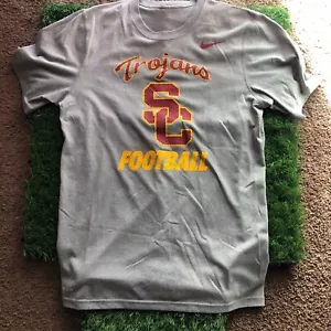 USC TROJANS Football NIKE Dri Fit White L Shirt FIGHT ON! Free Shipping - Picture 1 of 4