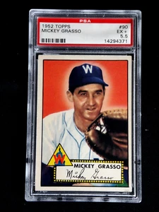 MICKEY GRASSO 1952 TOPPS BASEBALL CARD #90 PSA 5.5 EXCELLENT+ ICONIC SET - Picture 1 of 2