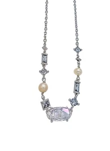 NEW Authentic KENDRA SCOTT 115 Rhodium Madelyn White Mix Strand Necklace - Picture 1 of 5