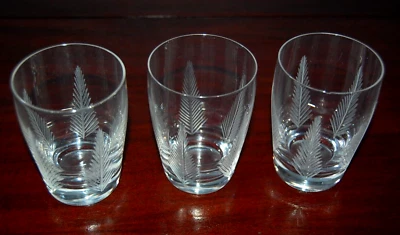 Set of THREE Stuart Crystal Woodchester Fern Pattern Smaller Whisky Glasses - image 1 of 3