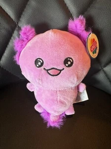 Juguete suave Nanco de felpa sonriente lavanda y púrpura 10” con etiqueta Axlotl Happy - Nuevo - Imagen 1 de 3