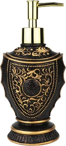 Vintage Soap Dispenser with Baroque Decor - Resin - Black and Gold 10 Oz/300 Ml - Picture 1 of 6