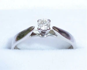Solitär-Diamantring 9 kt Weißgold 0,10 kt Größe L - Bild 1 von 12