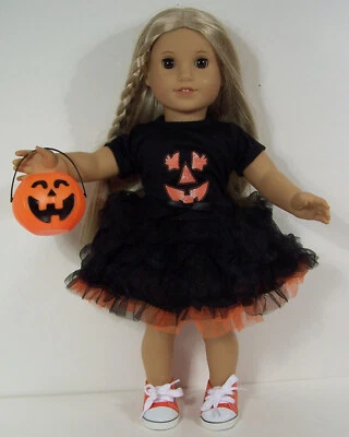4pc HALLOWEEN Pumpkin Costume Doll Clothes & SHOES For 18" American Girl (Debs) - Image 1 of 4
