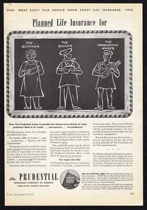 Prudential Planned Life Insurance 1942 carnicero panadero fabricante de velas anuncio impreso - Imagen 1 de 3
