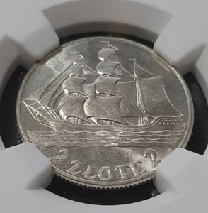 1936 Poland 2 Zlotych Zlote (Gdynia Seaport) Silver Coin. NGC MS62 - Picture 1 of 4