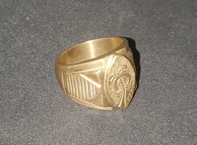Anillo de hombre vintage detallado sello talla 11,5 marca oro imitación 18k #11 Foto 1 de 2