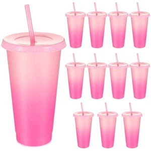 Reusable Cups with Lids and Straws 24oz Plastic Cups for Adults Plastic Drink... - Picture 1 of 7