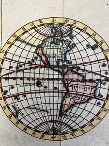 California as an island 1738 World spheres scarce miniature hand color map - Picture 1 of 3