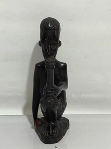Vintage Hand Carved Man, Makonde People, Tanzania Black wood Smoking Piece Pipe - Picture 1 of 16