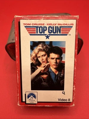 Rare 1987 Paramount Top Gun Tom Cruise Color 8mm Video 8 Dust Jacket Clean Foto 1 de 4