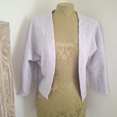 Vintage Brandy Melville Cropped Gray Knit Open Cardigan Sweater 3/4 Sleeve OS - Image 1 of 4