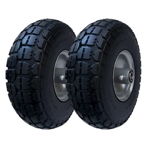 2-Pack of 4.10/3.50-4" Wheels Diameter 10" Flat Free Solid PU Tire,Steel Rim ... - Picture 1 of 7