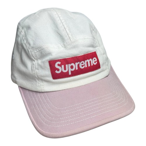 Cappello Berretto Vintage Supreme 5 Pannelli Camp Box Logo Rosa Regolabile Made In USA