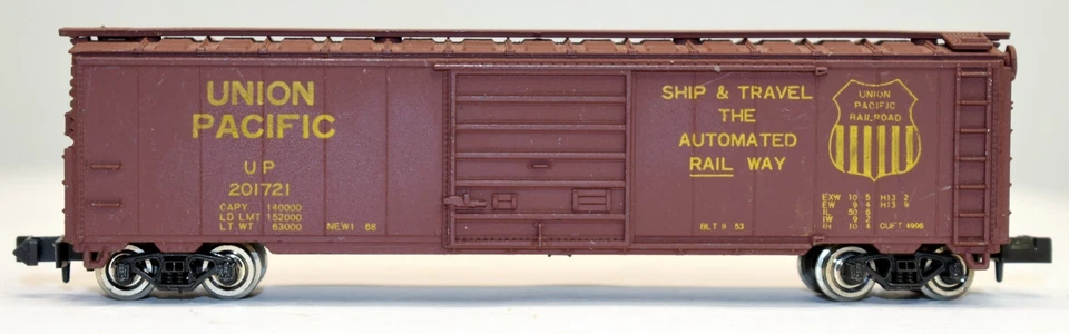CON-COR N Scale UNION PACIFIC 52' Single Door Box Car #201721; Metal Wheels - Image 1 of 4