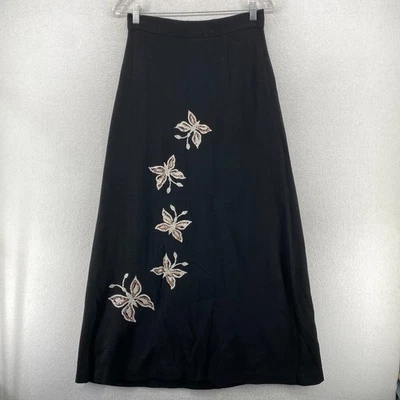 Falda Vintage 15/16 Línea A Tejida Mariposa Brillo Adorno Cremallera Trasera Negra Foto 1 de 4