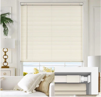 LazBlinds No Tools No Drill 1" Vinyl Mini Blinds, Cordless, 24"x48", Cream - Image 1 of 3