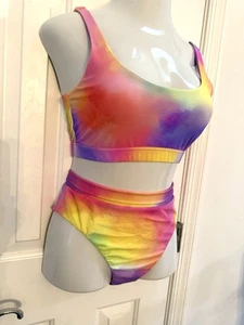Traje de baño INFAMOUS talla L grande bikini parte superior e inferior arco iris multicolor nuevo sin etiquetas - Imagen 1 de 19