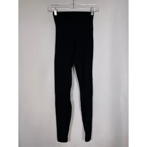 Lululemon Align Black Ribbed High Rise Leggings Athleisure Yoga Pants Women's 2 - Picture 1 of 10