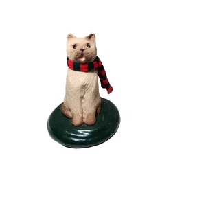 Byers Choice The Carolers Pet Siamese Cat With Stripe Scarf 1988 VINTAGE - Picture 1 of 6