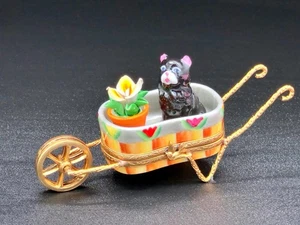 Rochard Limoges France Cat in Wheelbarrow Trinket Box Peint Main Signed w/ Box - Picture 1 of 5