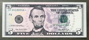 2006 $5 FRN ~ ATLANTA ~ GEM GRADE STAR NOTE ⭐ ~ Fr. 1993-F* ~ SN# IF 0418 8556 * - Picture 1 of 2