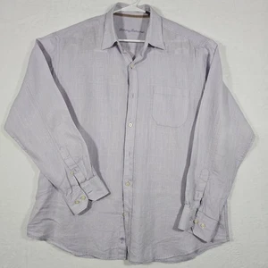 Tommy Bahama 100% Linen Button Shirt Long Sleeve Mens XL Lavender Pocket Relax - Picture 1 of 7