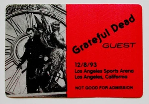 Grateful Dead Backstage Pass Los Angeles CA 12/8/93 12/8/1993 Orson Welles - Picture 1 of 2