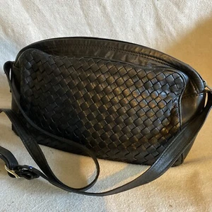 Crossbody Woven Black Leather Bag Made In Argentina - Picture 1 of 11