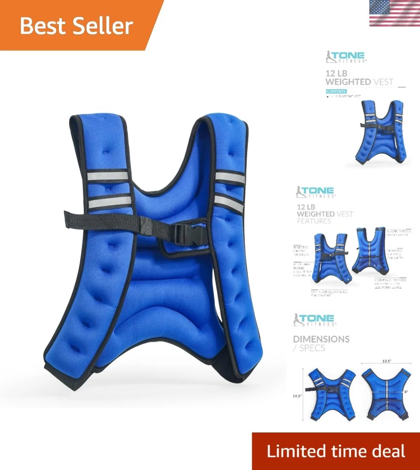 Tone Fitness HHWV-TN012 Weighted Vest 12 lbs Blue