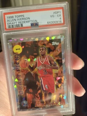 Allen Iverson 1996  TOPPS Draft Redemption RC PSA 4 ROOKIE #1 Pick 76ers - Image 1 of 2