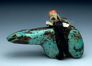 Mid Century Native Zuni Carved Turquoise Bear Fetish - Picture 1 of 10