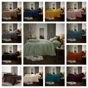 Teddy Fleece Duvet/Quilt Cover Set Soft Warm Bedding Single Double King Size Bed - Picture 1 of 26