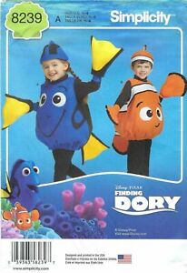 Simplicity Sewing Pattern 8239 Finding Nemo Dory Costumes 6M-4 Baby Kids Disney 