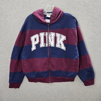 ROSA Victoria's Secret Mujer Sudadera Pequeña Rojo Azul Colorblock Sudadera con Capucha LEER Foto 1 de 4