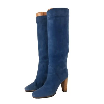 Botas hasta la rodilla Sergio Rossi para mujer de colección hechas en I Italia gamuza azul EU35 US4,5 Foto 1 de 4