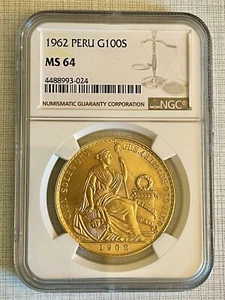 Peru 1962 100 Soles Gold Coin NGC MS64 SKU# 3024 - Picture 1 of 2