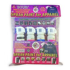 Fabric/Clothing Spray Apparel Paint Kit: 4 Colors & 12 Reusable Stencils Vintage