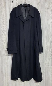 Pronto Moda Lana Lux Men’s Wool-Cashmere Harvard Overcoat Back Slit Black - 46L - Picture 1 of 16