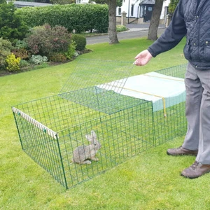 Rabbit Run Folding Guinea Pig Chicken Playpen Enclosure Optional Base Sun Cover - Picture 1 of 17