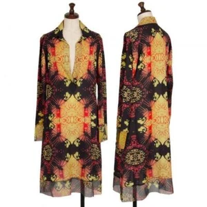 Jean Paul GAULTIER Butterfly Graphic Pullover Shirt Dress Yellow Orange Black 40 - Picture 1 of 10