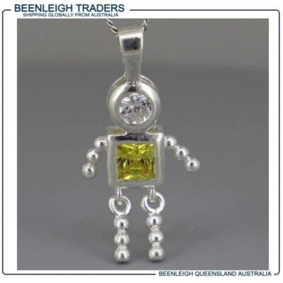 Sterling Silver GEM BABY BOY CHARM Citrine Yellow Stone November Brand New - Image 1 of 4