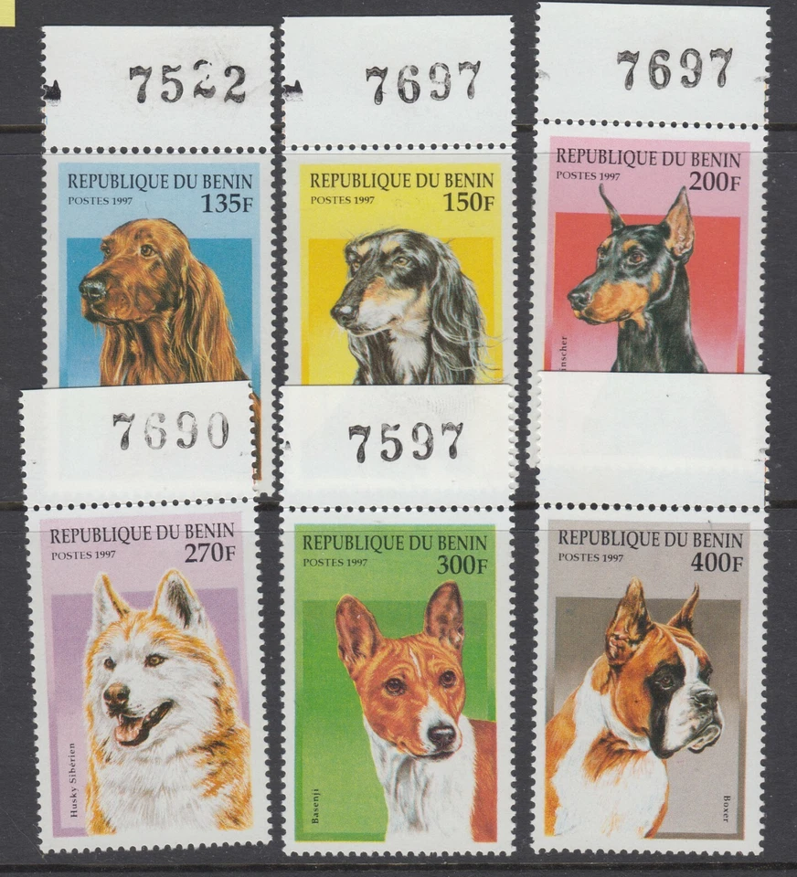 Benin 1997 Dogs  Sc 980-986  Cplte mint never  hinged - Image 1 of 1